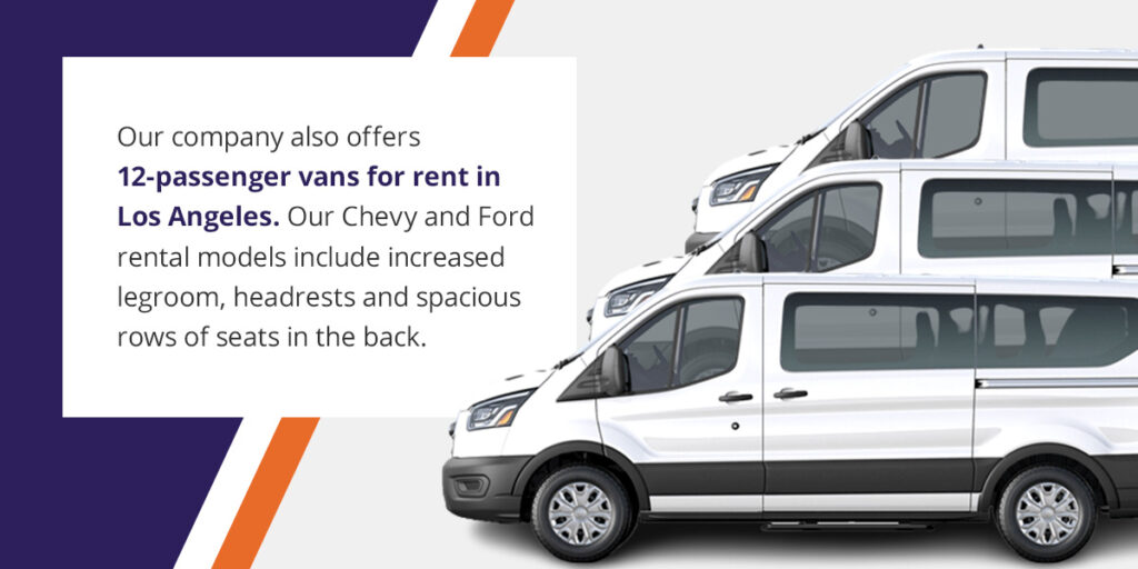 Find 12-passenger vans for rent in Los Angeles